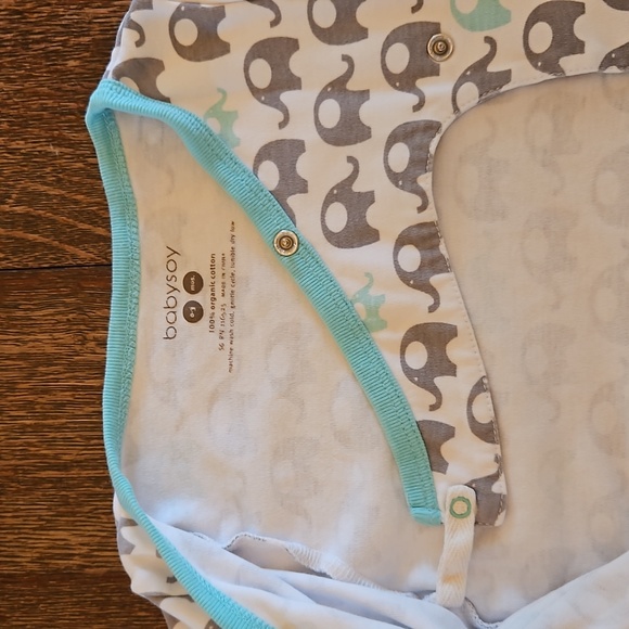 babysoy Elephant Pattern Kimono Gown Sleeper Sack, Size 0-3 Months - Picture 6 of 7